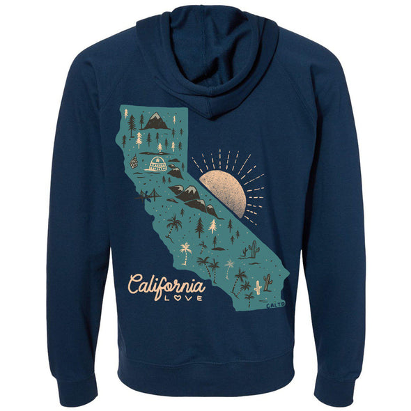 Map CA Love Raglan Zip Up Hoodie-CA LIMITED