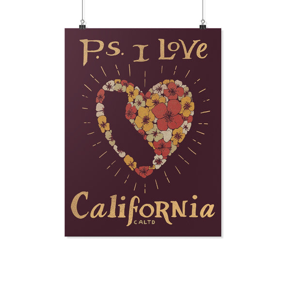 P.S. I Love California Maroon Poster-CA LIMITED