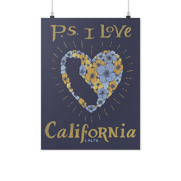 P.S. I Love California Navy Poster-CA LIMITED