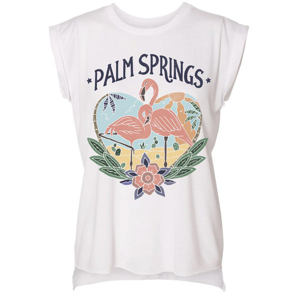 Palm Springs Rolled Sleeve Tank-CA LIMITED