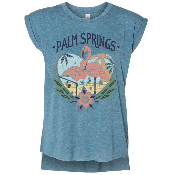 Palm Springs Rolled Sleeve Tank-CA LIMITED