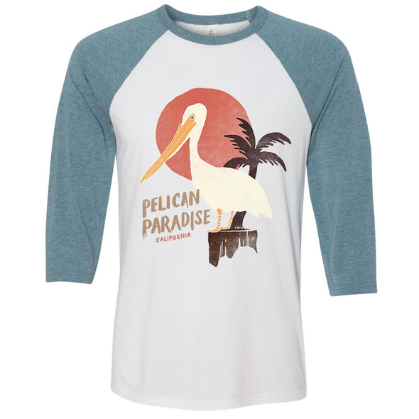 Pelican Paradise Denim Sleeves Baseball Tee-CA LIMITED