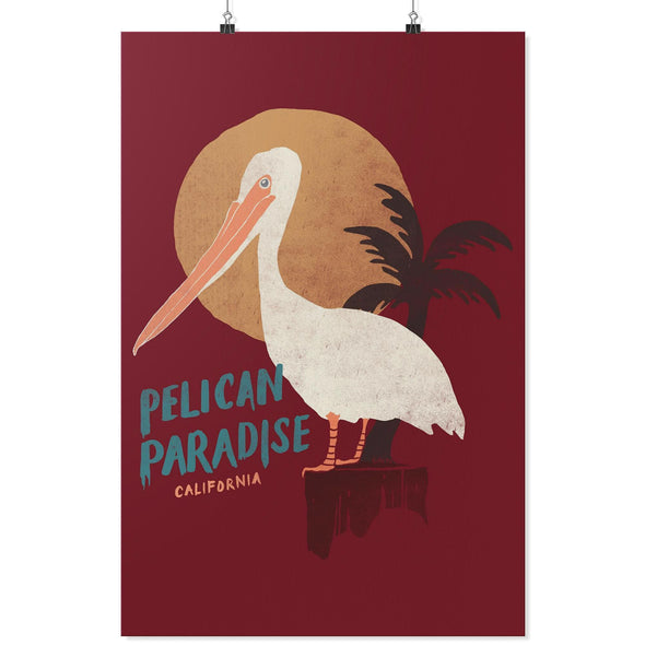 Pelican Paradise Maroon Poster-CA LIMITED