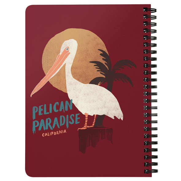 Pelican Paradise Maroon Spiral Notebook-CA LIMITED