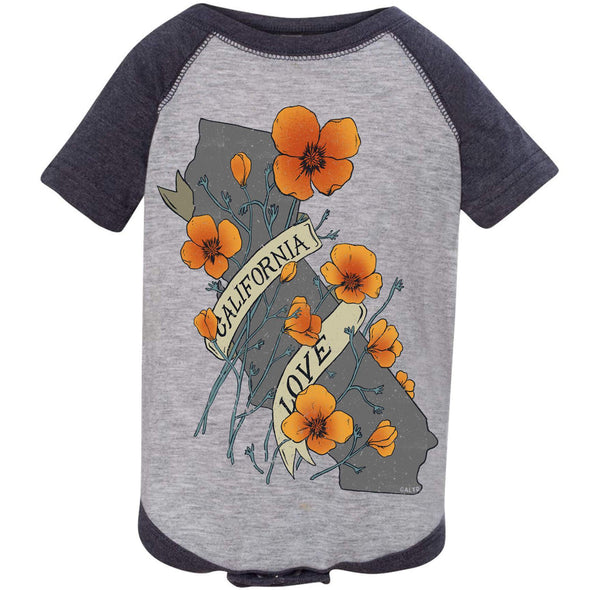 Poppies CA Love Baseball Baby Onesie-CA LIMITED