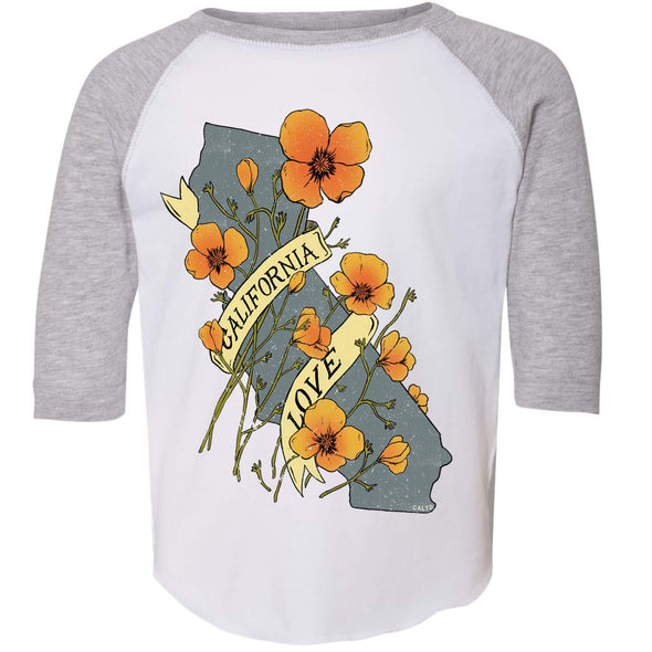 Poppies CA Love Toddler Baseball Tee-CA LIMITED