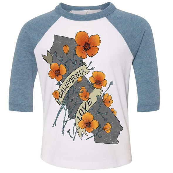 Poppies CA Love Toddler Baseball Tee-CA LIMITED