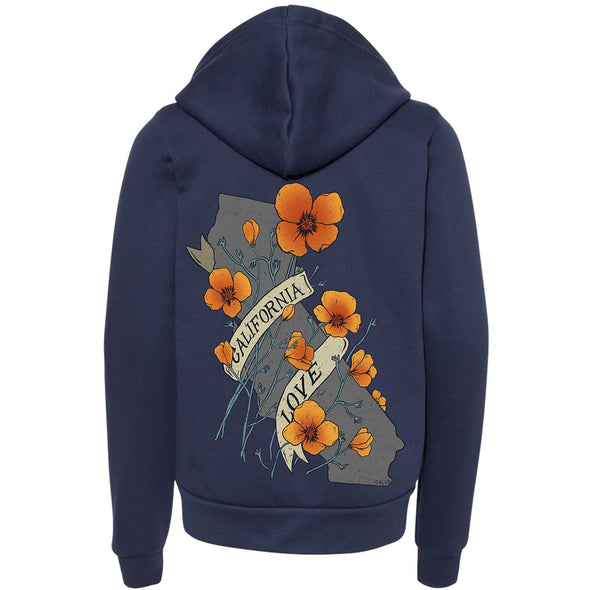 Poppies CA Love Youth Zip Up Hoodie-CA LIMITED