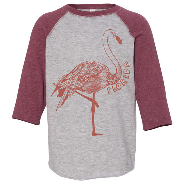 Flamingo Florida Toddler Baseball Tee