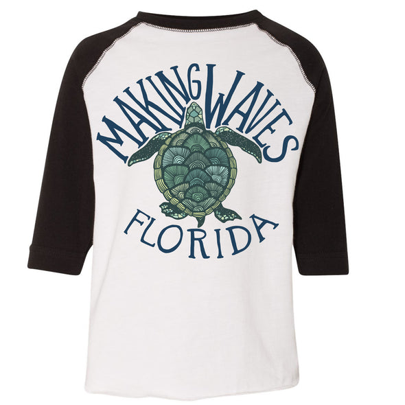 Sea Turtle Florida Toddler Baseball Tee