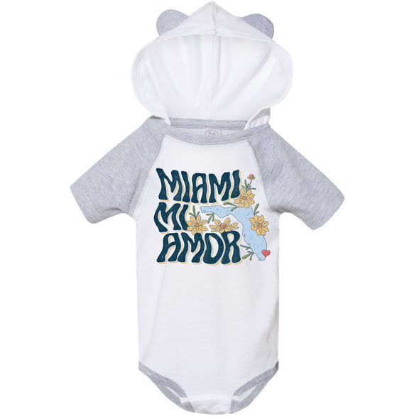 Miami Mi Amor Florida Hooded Baby Onesie