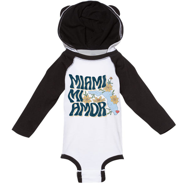 Miami Mi Amor Florida Hooded Baby Onesie