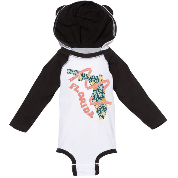 Sunshine State Map Florida Hooded Baby Onesie