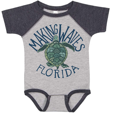 Sea Turtle Florida Baseball Baby Onesie