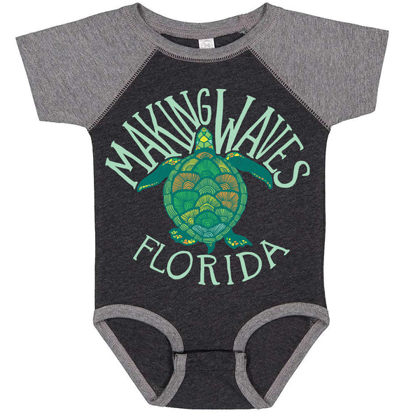 Sea Turtle Florida Baseball Baby Onesie