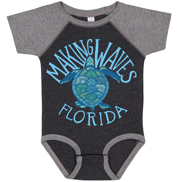 Sea Turtle Florida Baseball Baby Onesie