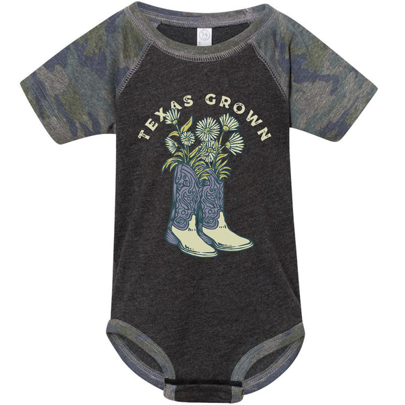 Texas Grown Baseball Baby Onesie