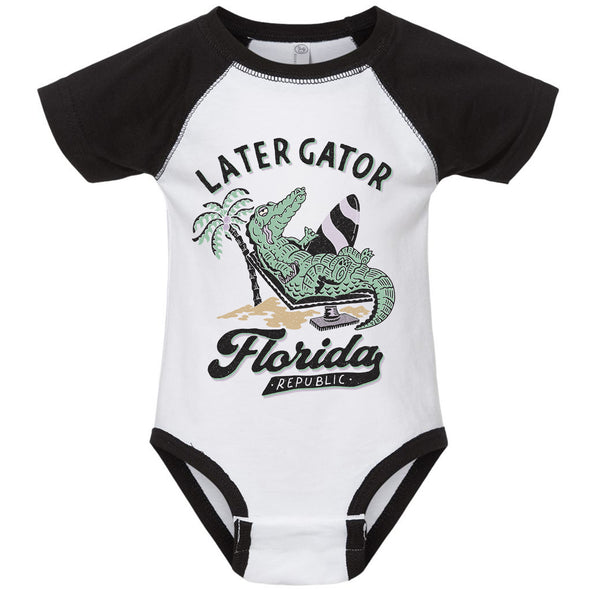 Later Gator Florida Baseball Baby Onesie