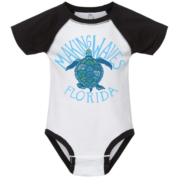 Sea Turtle Florida Baseball Baby Onesie