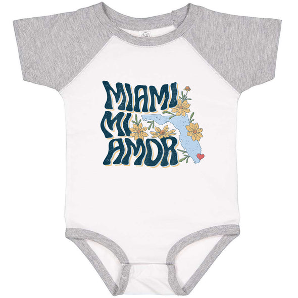 Miami Mi Amor Florida Baseball Baby Onesie