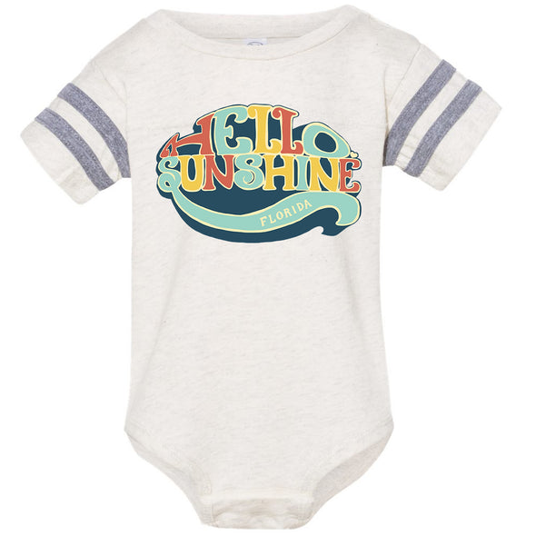 Hello Sunshine Florida Stripes Baby Onesie