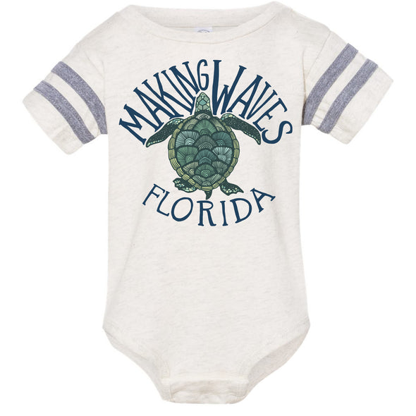 Sea Turtle Florida Stripes Baby Onesie