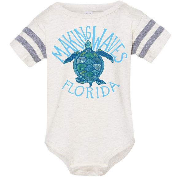 Sea Turtle Florida Stripes Baby Onesie