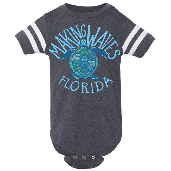 Sea Turtle Florida Stripes Baby Onesie