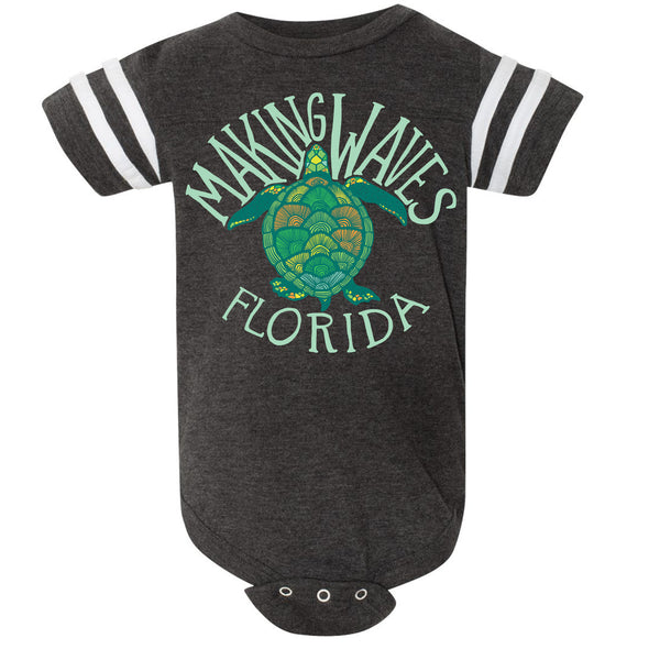 Sea Turtle Florida Stripes Baby Onesie