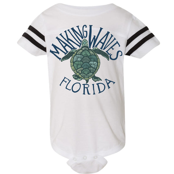 Sea Turtle Florida Stripes Baby Onesie