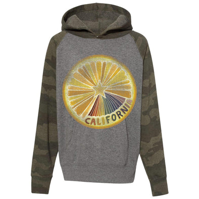 Starburst Orange Raglan Youth Hoodie-CA LIMITED