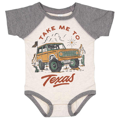 Take Me Tx Baseball Baby Onesie-CA LIMITED