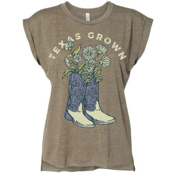 Texas Grown Rolled Sleeve Tank-CA LIMITED