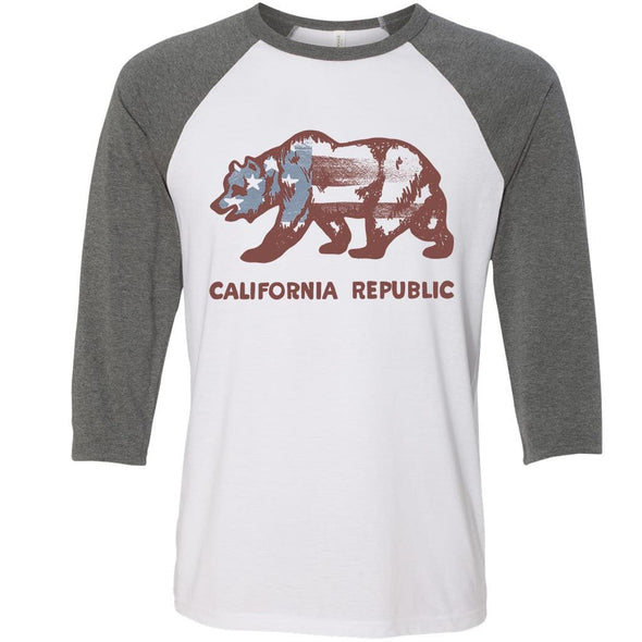 Vintage Stars California Flag Baseball Tee-CA LIMITED