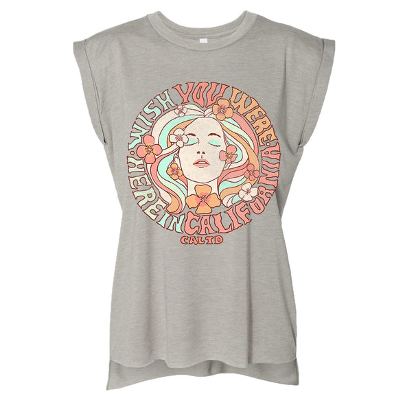 Wish Girl Rolled Sleeve Tank-CA LIMITED